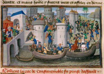La conquête de Constantinople en 1204. Miniature du XVe siècle.