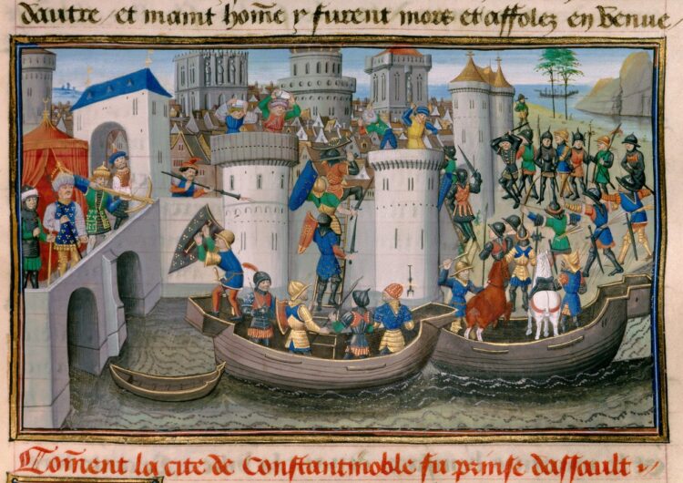 La conquête de Constantinople en 1204. Miniature du XVe siècle.