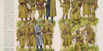 Tableau d'uniformes français distribué aux soldats allemands